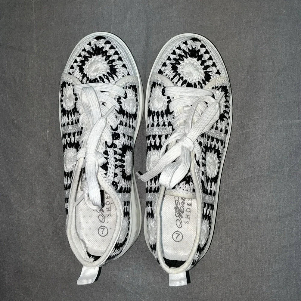 Dirty Laundry Recreation Womens Shoes Sz 7 Black White Multi Platform Sneakers